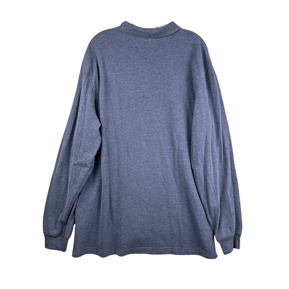 Lands' End Mens XL Blue Long Sleeve Polo Shirt Cotton Blend Blue Casual Top - Picture 2 of 4